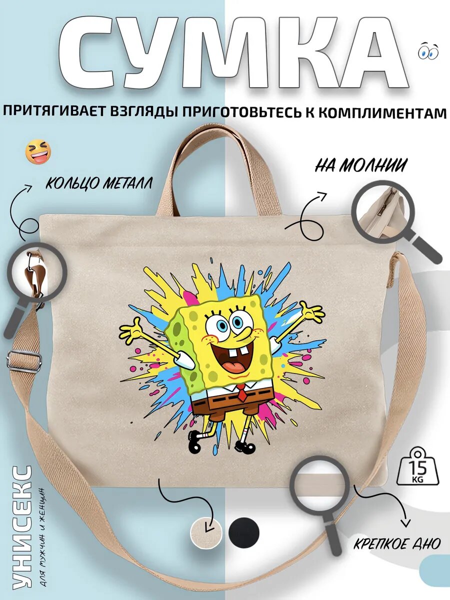 Сумка шоппер  Губка Боб мультфильм главный герой