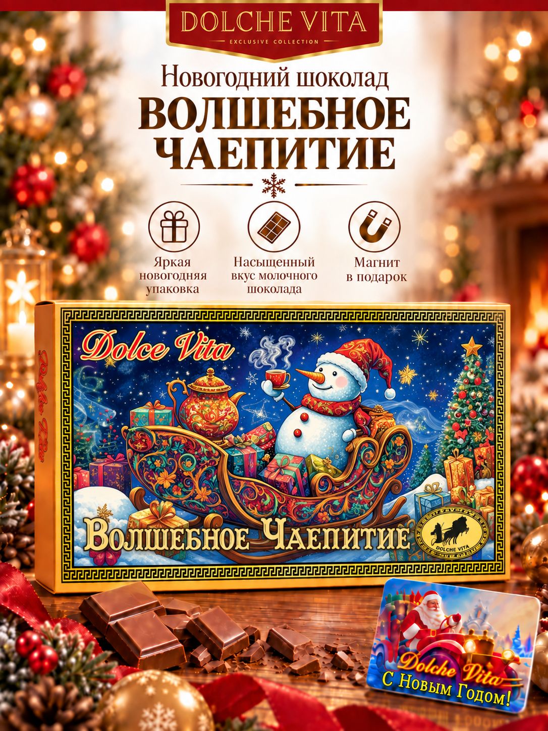 Шоколад новогодний Волшебное Чаепитие 100г