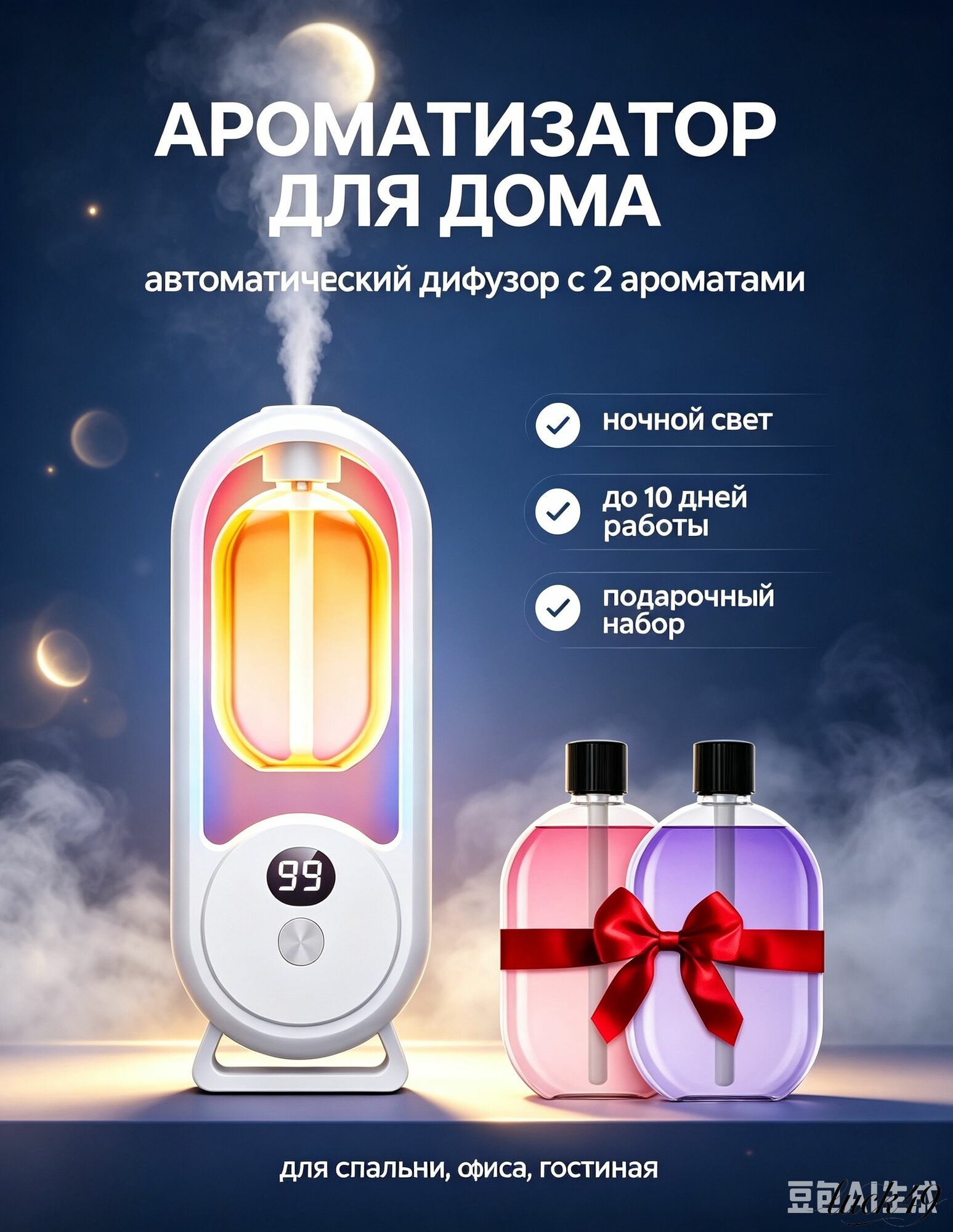 Аромадиффузор ультразвуковой 01a04b0755ff7644b4d5331099adb97e, белый
