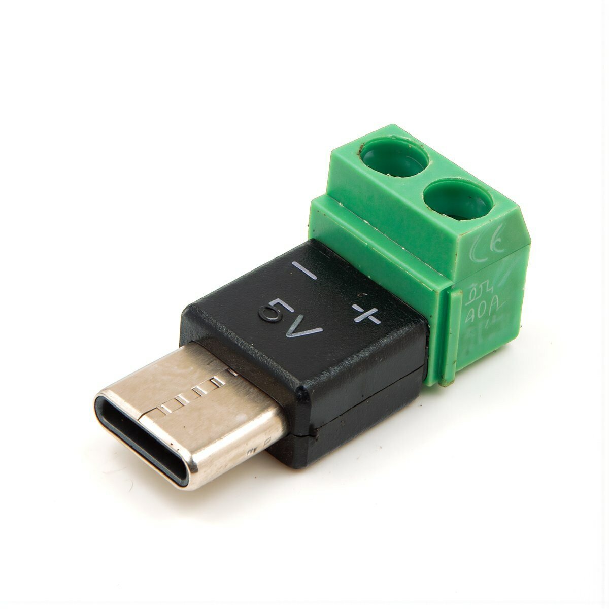 USB Type-C переходник на 2 клеммы без пайки 5В 3А комплект из двух адаптеров для зарядки гаджетов, Type C male → 2Pin, новый (для зарядки)