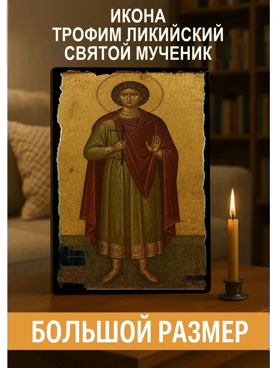 Икона Трофим Ликийский, на дереве, 30×40 см, освящённая, ручная работа