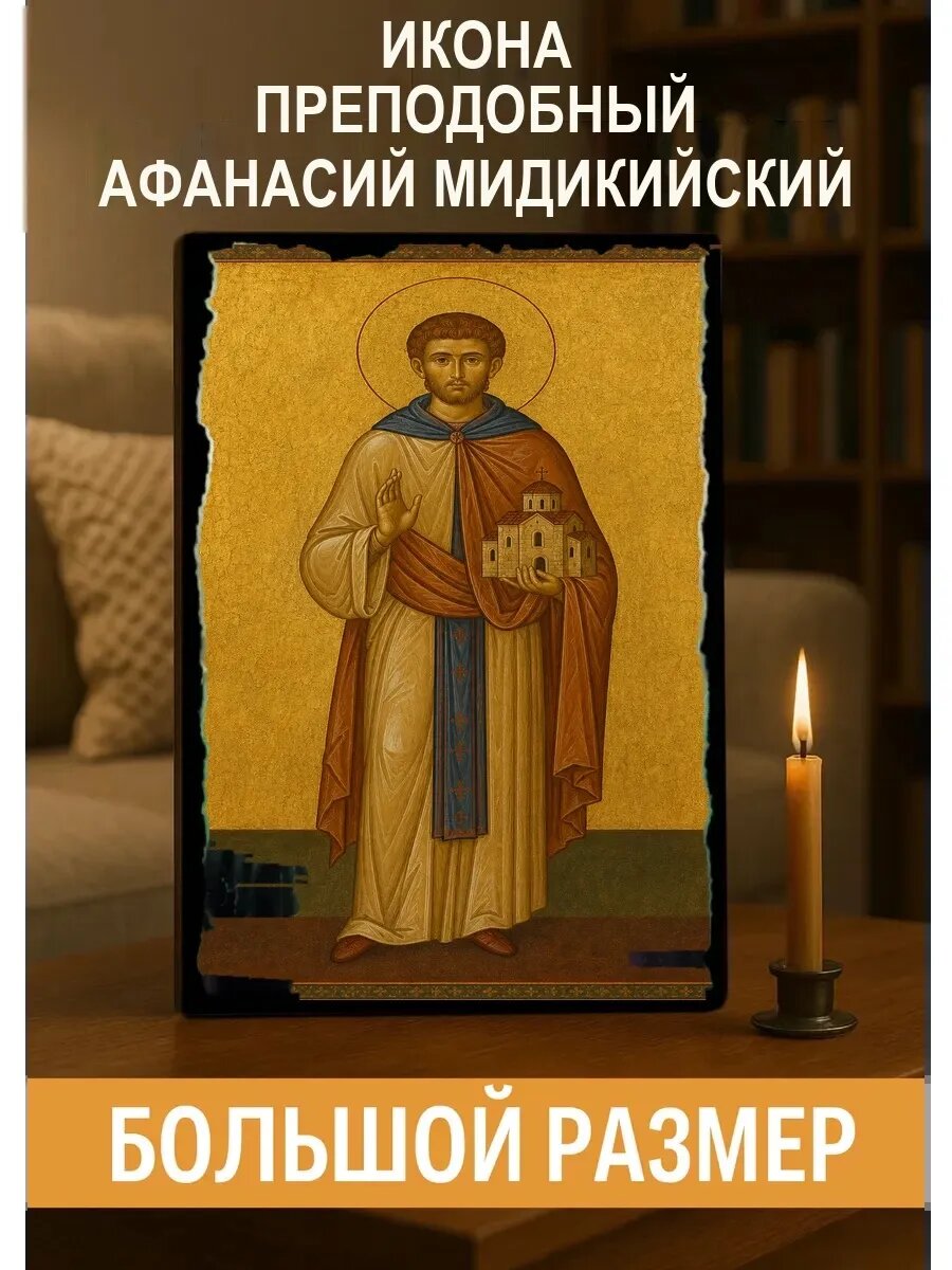 Икона Преподобный Афанасий Мидикийский, на дереве, 30×40 см, освящённая