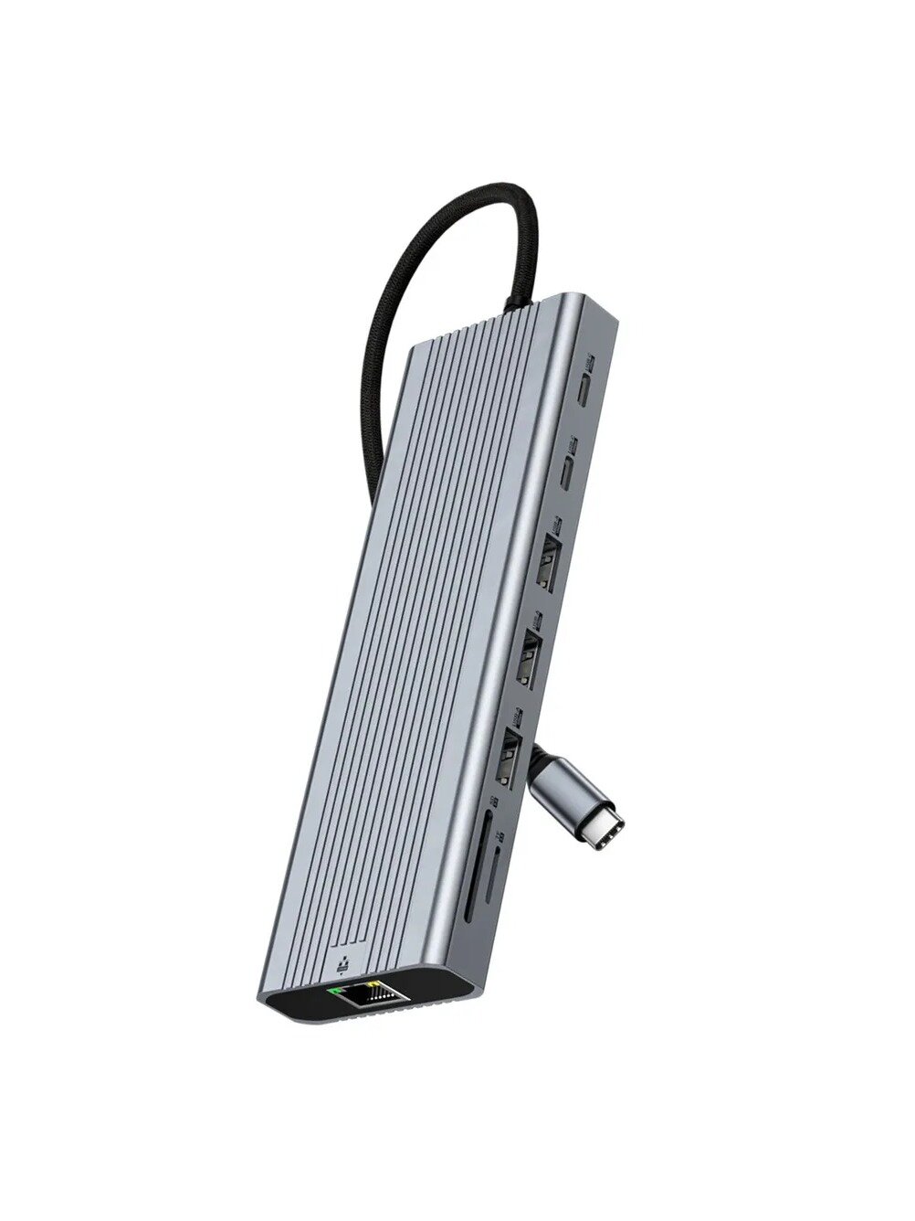 USB-C хаб 14 в 1 с тройным дисплеем 4K, алюминиевый концентратор с PD и Ethernet
