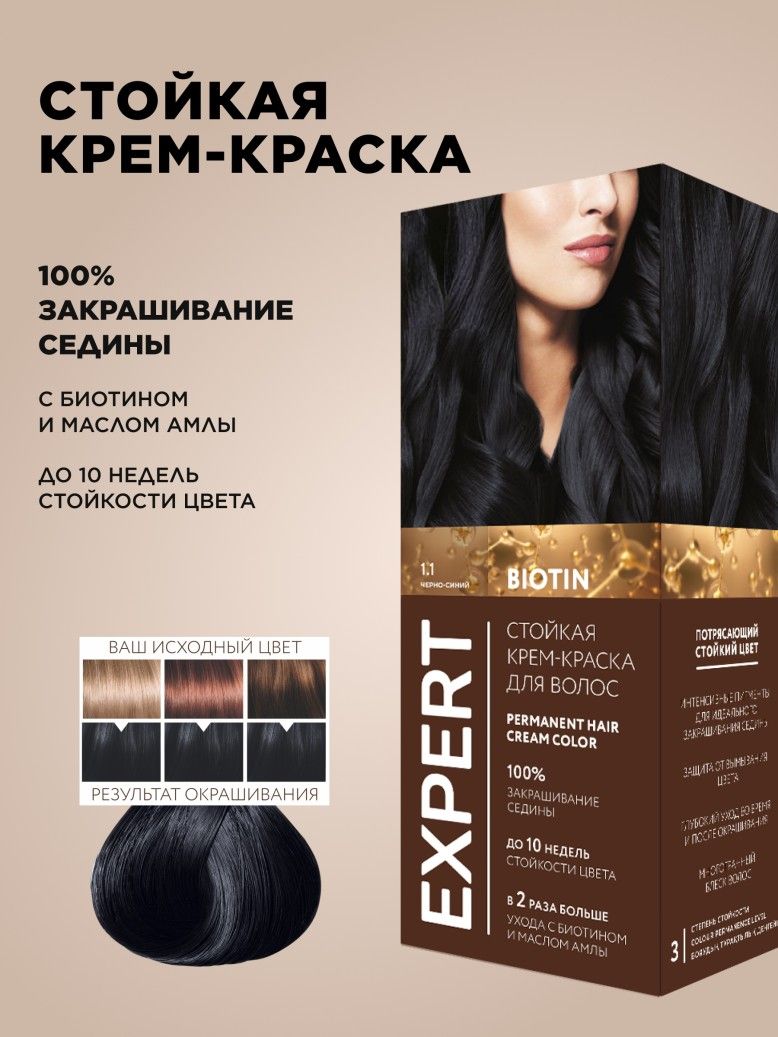 Expert 1.1 Профессиональная краска для волос "Черно-синий" 115 мл
