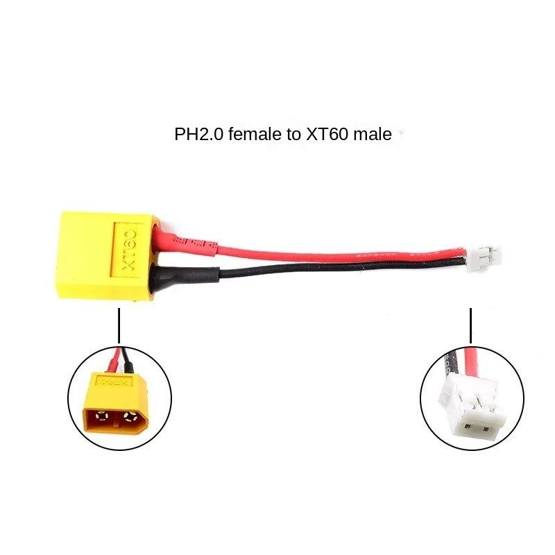 Кабель-адаптер PH2.0 female to XT60 male, силиконовый провод, для RC самолёта аксессуар