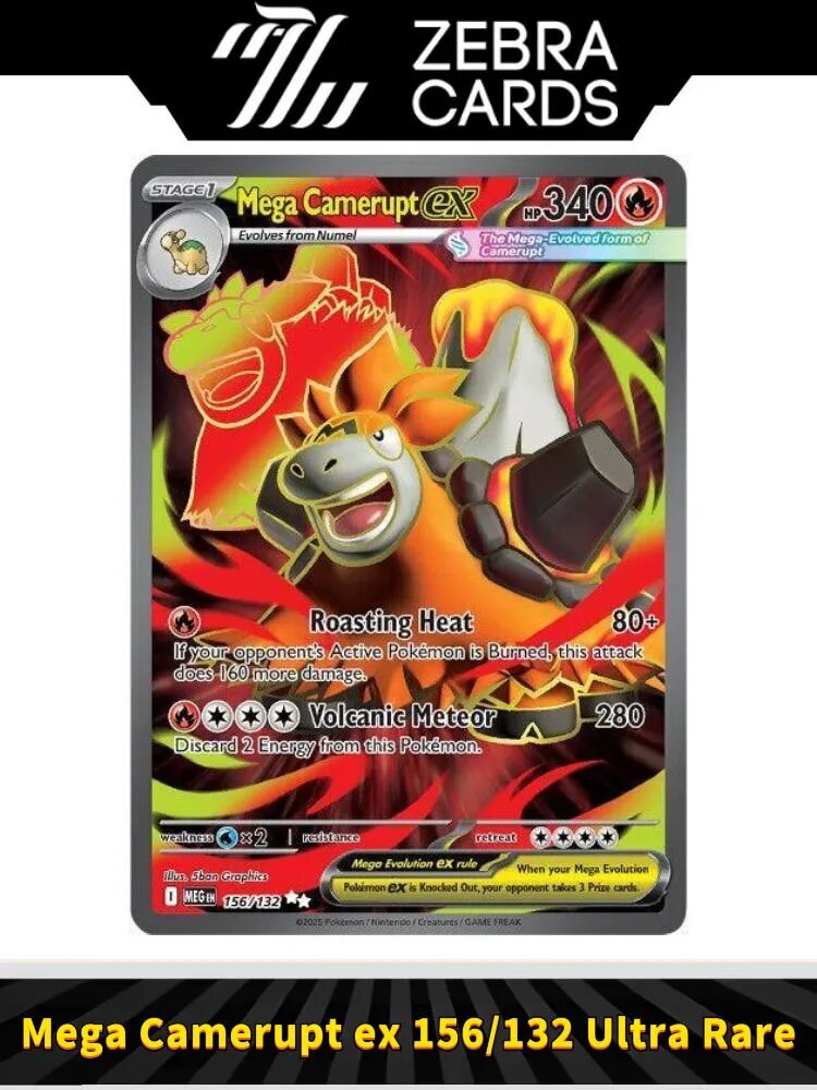 Покемон Любимая открытка POKEMON PTCG Mega Evolution Mega Camerupt ex 156/132 Ultra Rare(Английский)