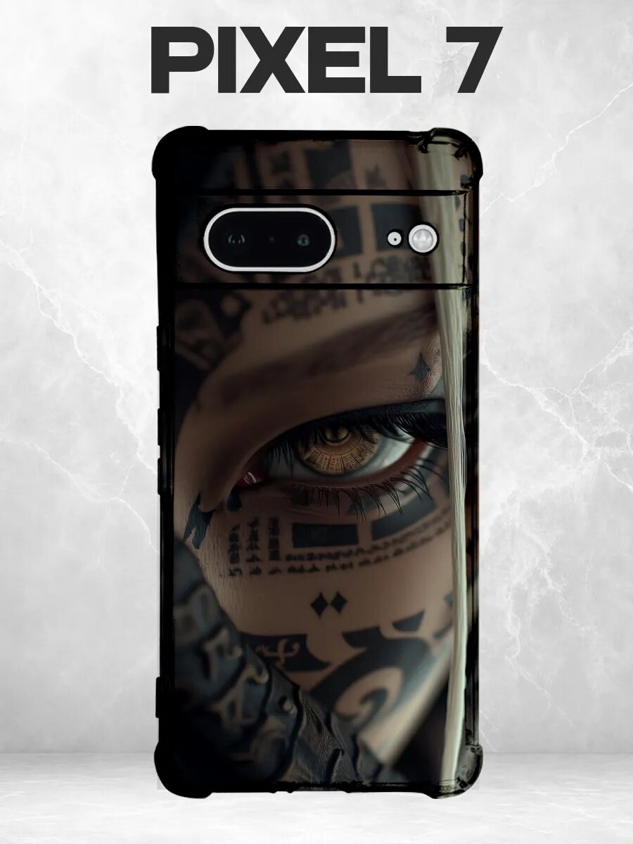 Чехол на Pixel 7 с принтом Девушка с татуировками на лице
