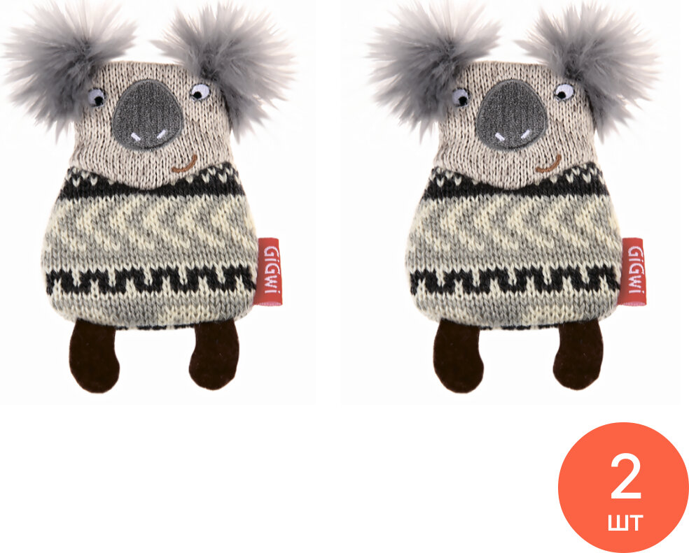 Игрушка для собак GiGwi / ГиГви Plush Friendz Коала со сменными пищалками, мягкая, размером 12см / зоотовары для животных (комплект из 2 шт)