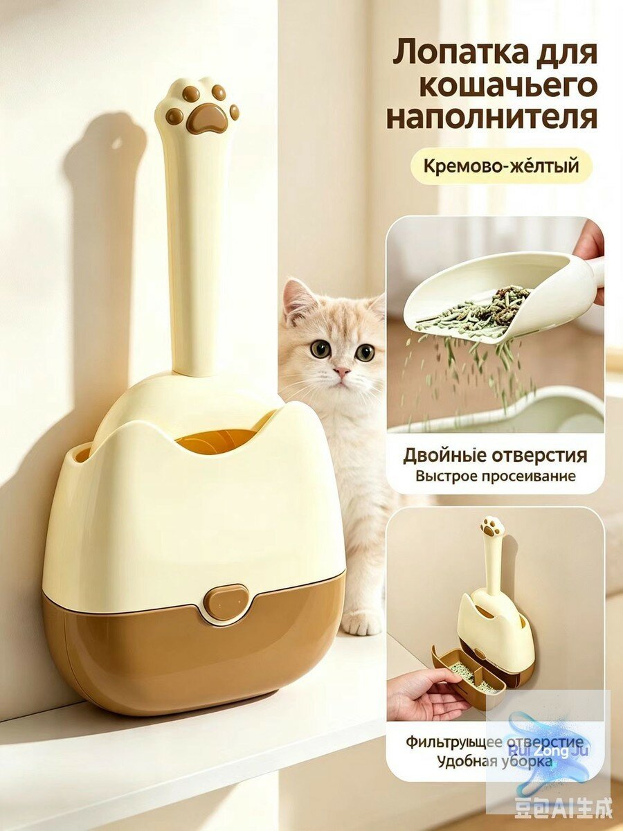Лопатка для кошачьего наполнителя с отсеком для хранения, модель HD-260318-87, Изготовлена из ABS пластика