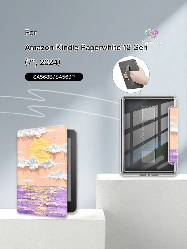 Чехол-книжка для Amazon Kindle Paperwhite12Gen(7",2024)/Kindle Colorsoft(7",2024/2025), SA568B/SA569P/SA59CP , Полиметилметакрилатный материал Можно держать в одной руке