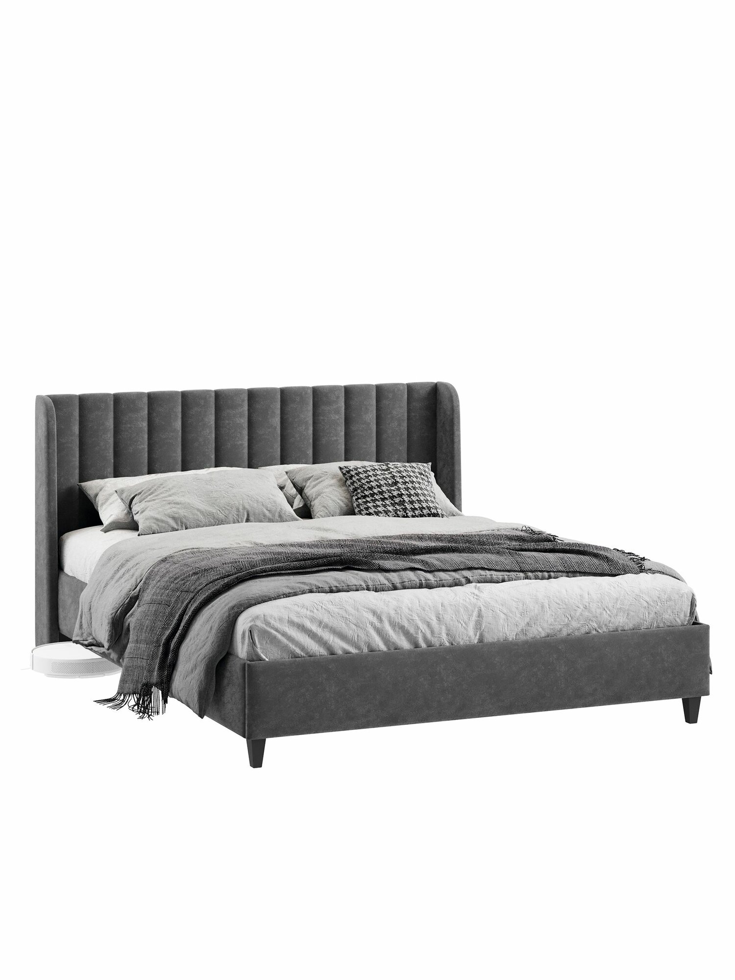 Кровать 160х200 двуспальная с подъемным механизмом Шанель Велюр Brut Grey 16