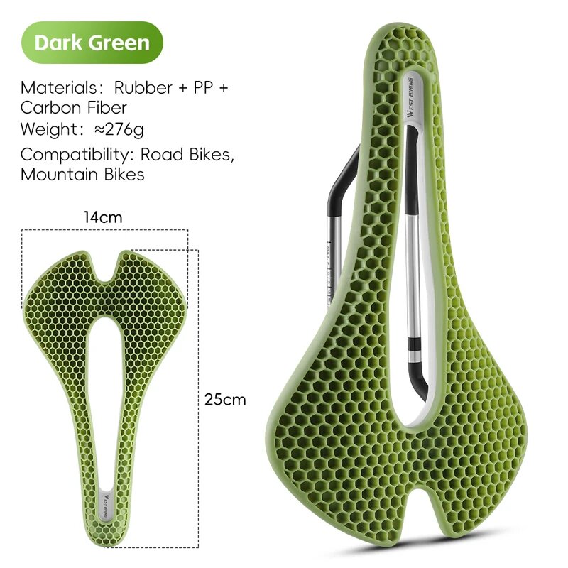 WEST BIKING 3D Седло для дорожного велосипеда Зеленый, Style B Dark Green
