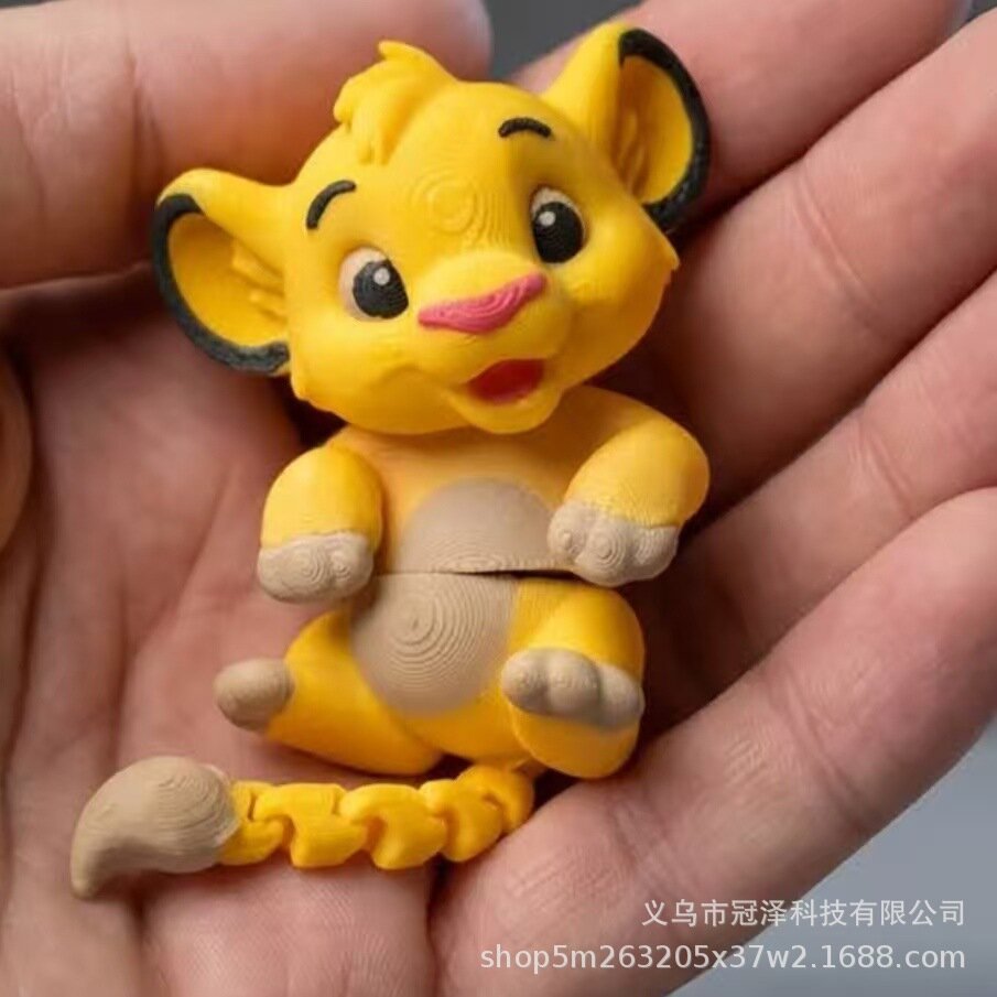 3D-печатный милый брелок для ключей в виде котенка и лисенка, цельная печать, полностью подвижные суставы, новинка для трансграничной торговли, подвеска.