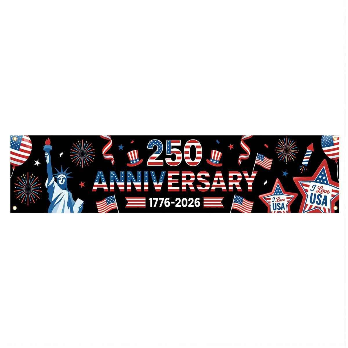 Плакат для входной зоны праздник 250 годовщина США патриотический баннер клейкая лента в стандартном комплекте поставки, TYS-1579
