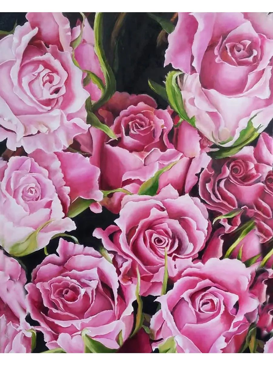 Картина на стену на холсте 40x50 Цветы пионы.