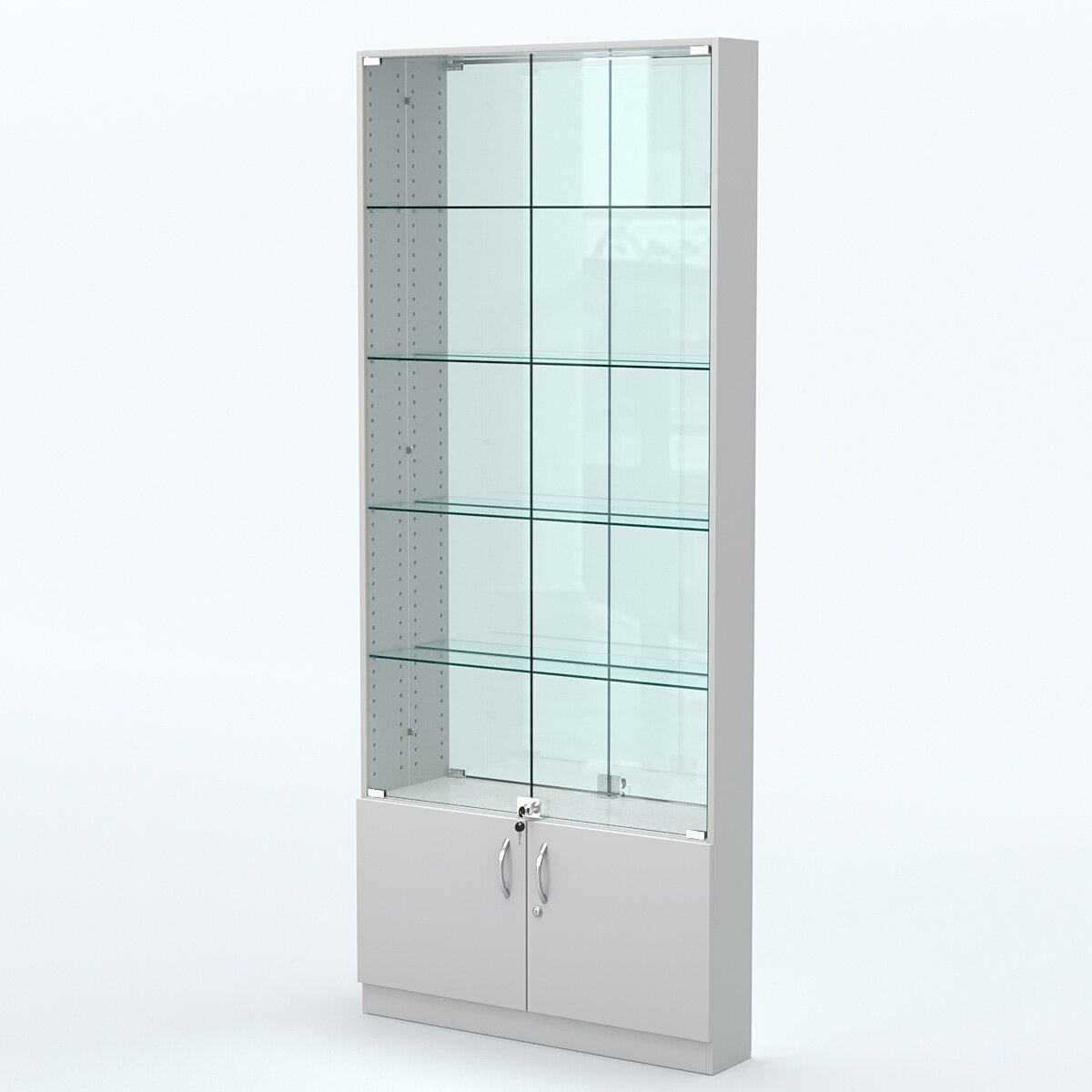 Торговая витрина с 4-мя стеклянными полками 150x900 мм серии NEXT-4 №9-2 (З/C - зеркало), Серый