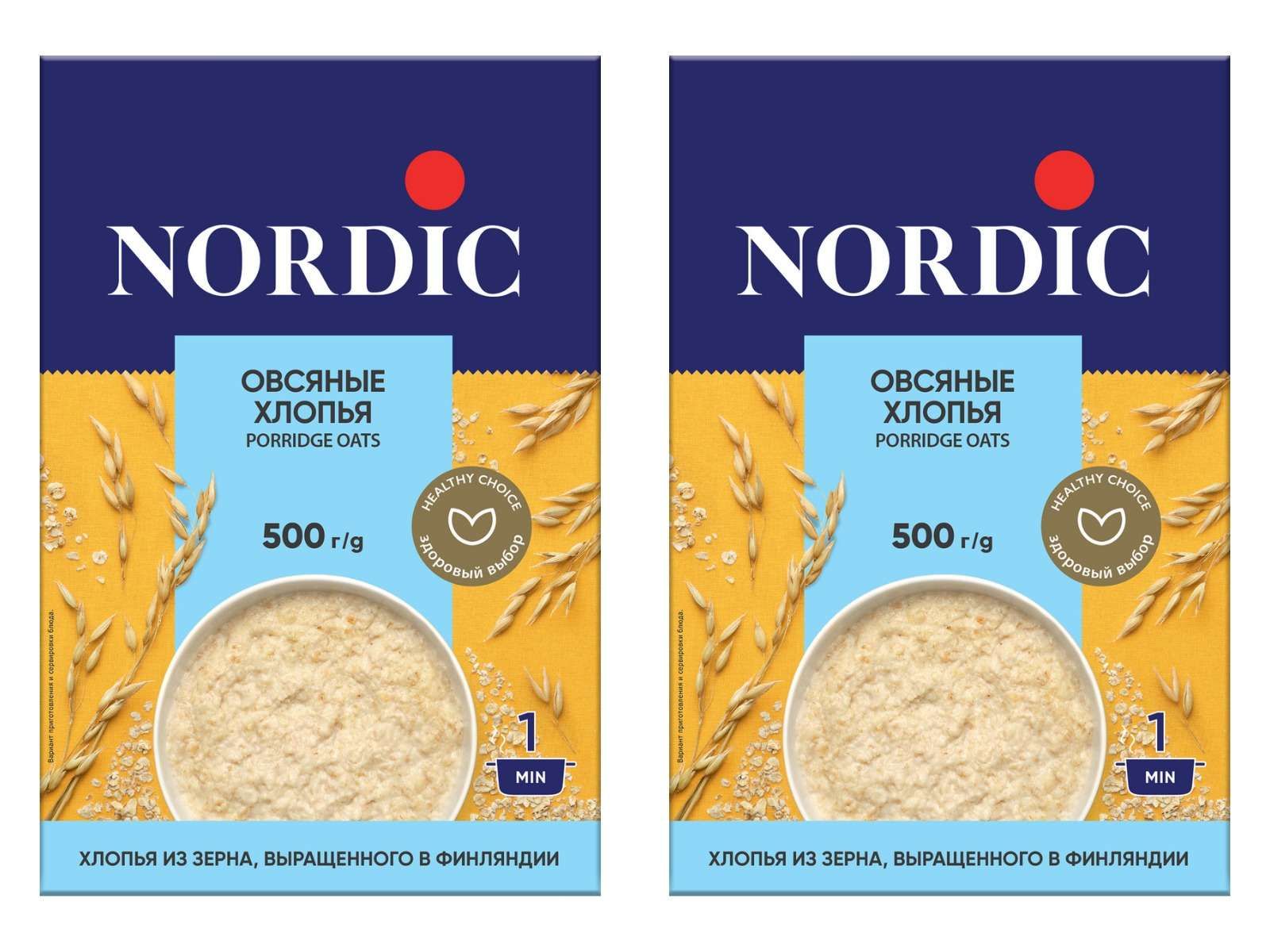 Nordic Хлопья овсяные, 500 г, 2 уп.