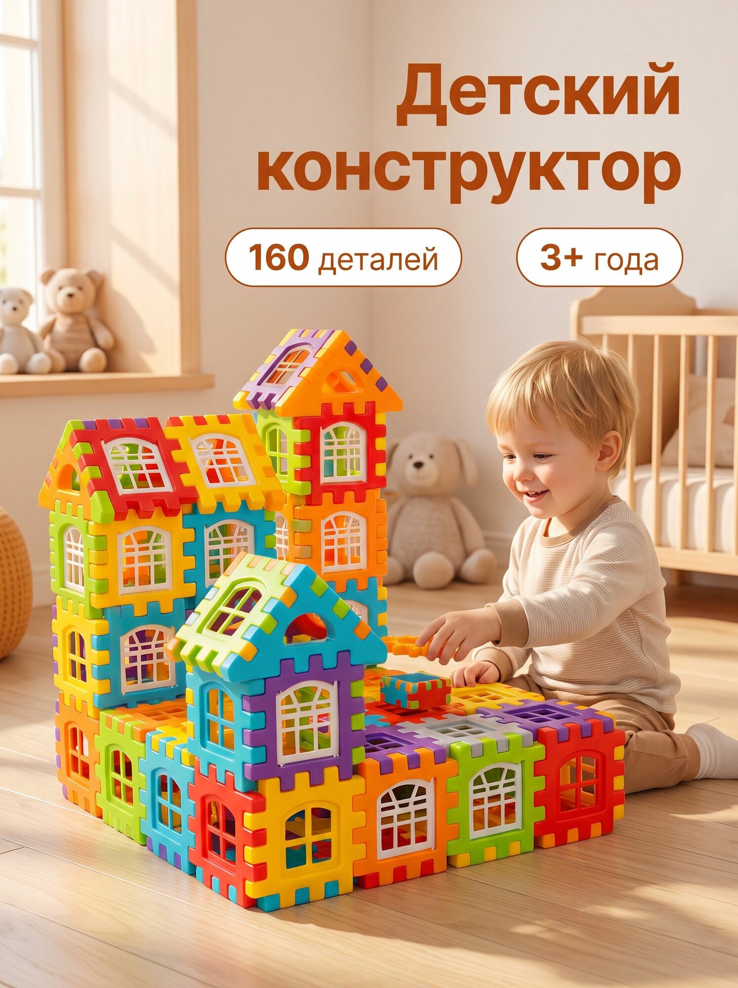 Развивающий детский крупный конструктор Городок 160 деталей