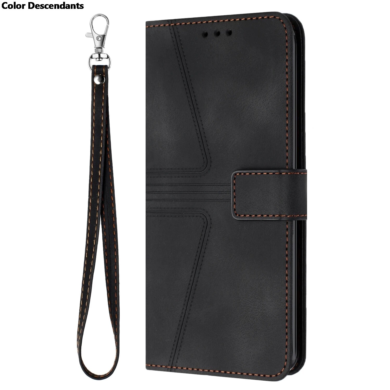 Чехол-книжка из кожи для Redmi Note 13 12 13C 12C 11 11S 10 10S Pro Черный, Black, For Redmi Note11