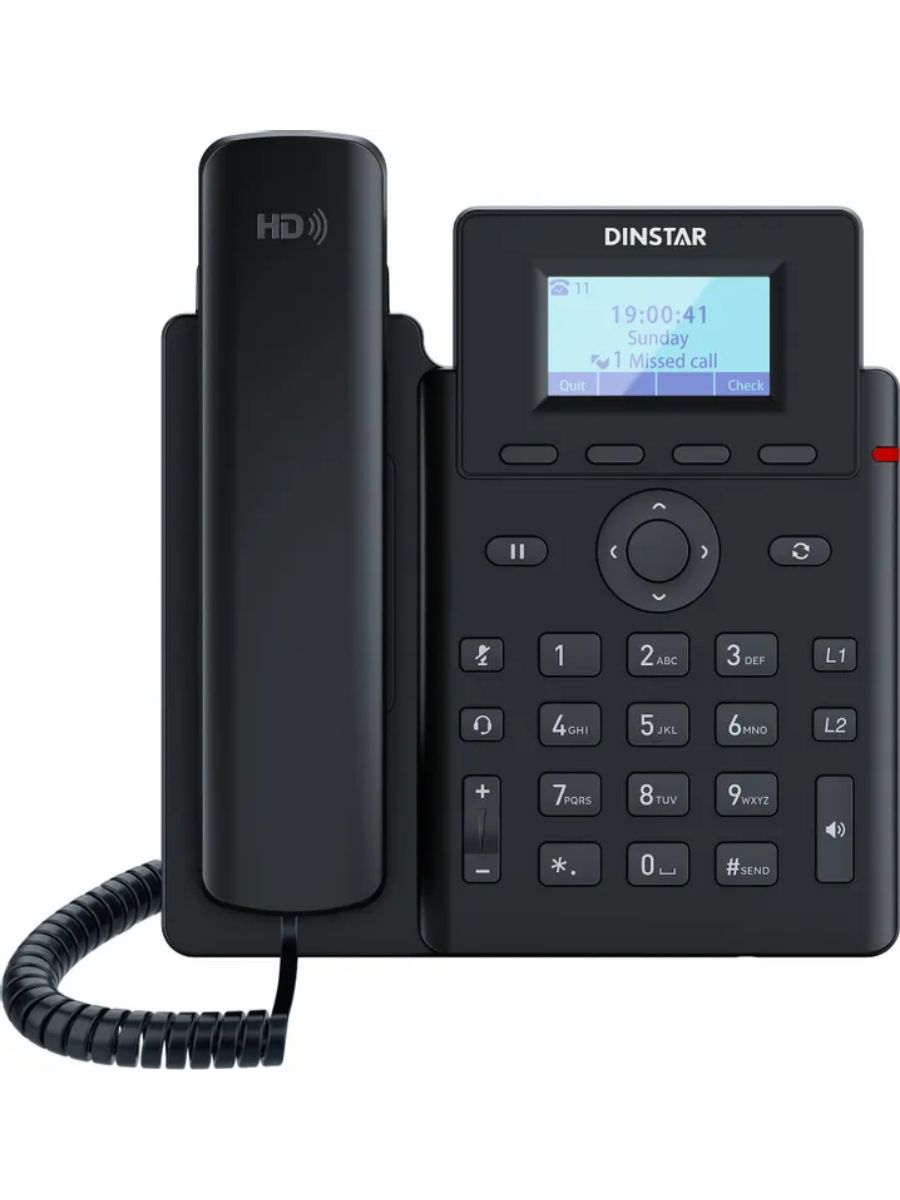 Телефон VoiceIP Dinstar G100P 2.3" LCD, 2 аккаунта SIP, RTP, SIP over UDP/TCP/TLS, SRTP, RJ-45, RJ-9 , 10/100/1000BASE-T, PoE, черный