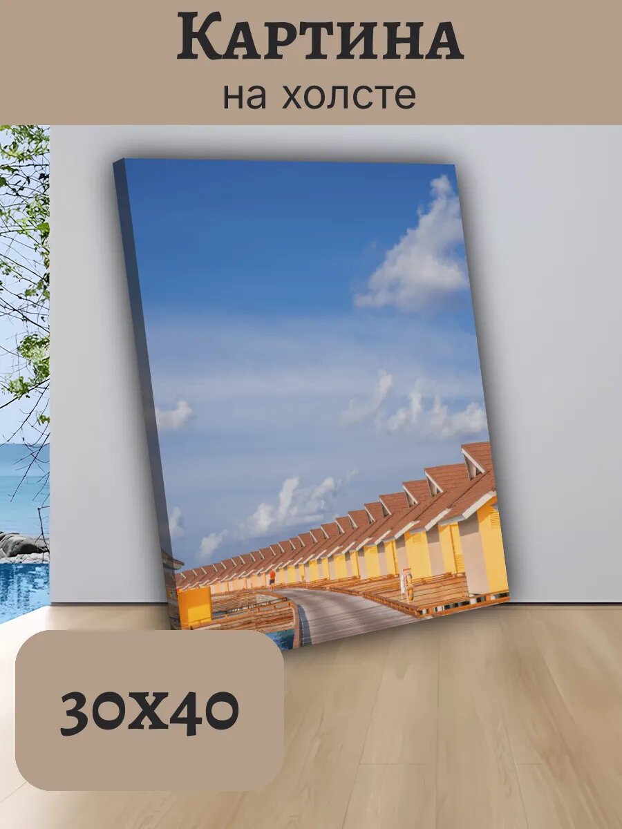 Картина Постер Мальдивы Maldives 30x40 с видом на виллы