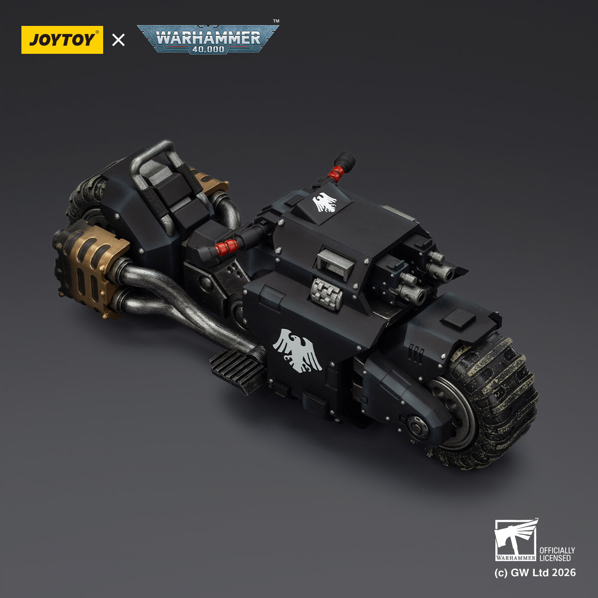 HIPLAY JOYTOY Warhammer 40K Гвардия Ворона: Боевой мотоцикл типа Рейдер со спаренными болт-винтовками (JT03776) Транспорт и фигурка в масштабе 1/18