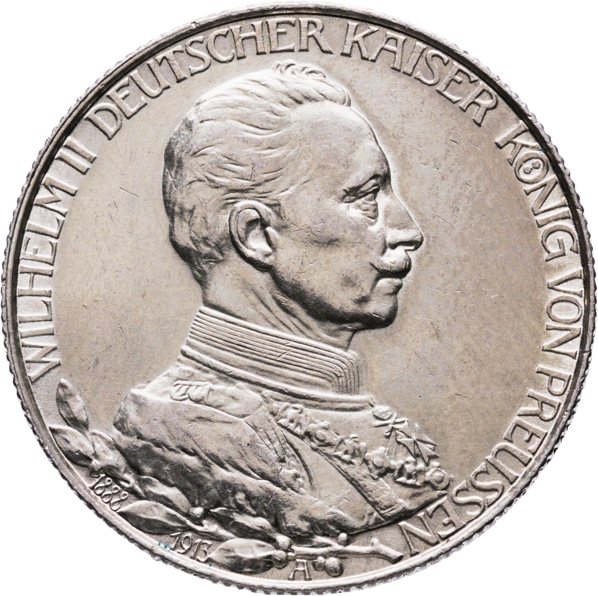 Германская империя, Пруссия 2 марки mark 1913 "25 лет правлению Вильгельма II", Серебро 900, в сохранности AU-UNC