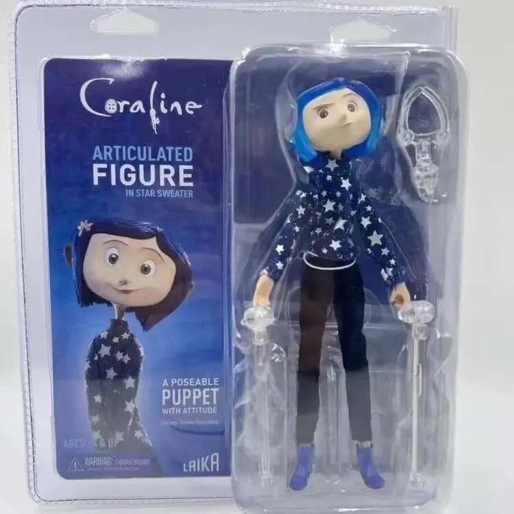 Подвижная фигурка Коралина Coraline в свитере со звездами, артикулированная кукла