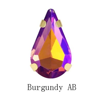 Yi Chuan стеклянные каплевидные стразы AB Фиолетовый, 8x13mm 20pcs, Burgundy AB