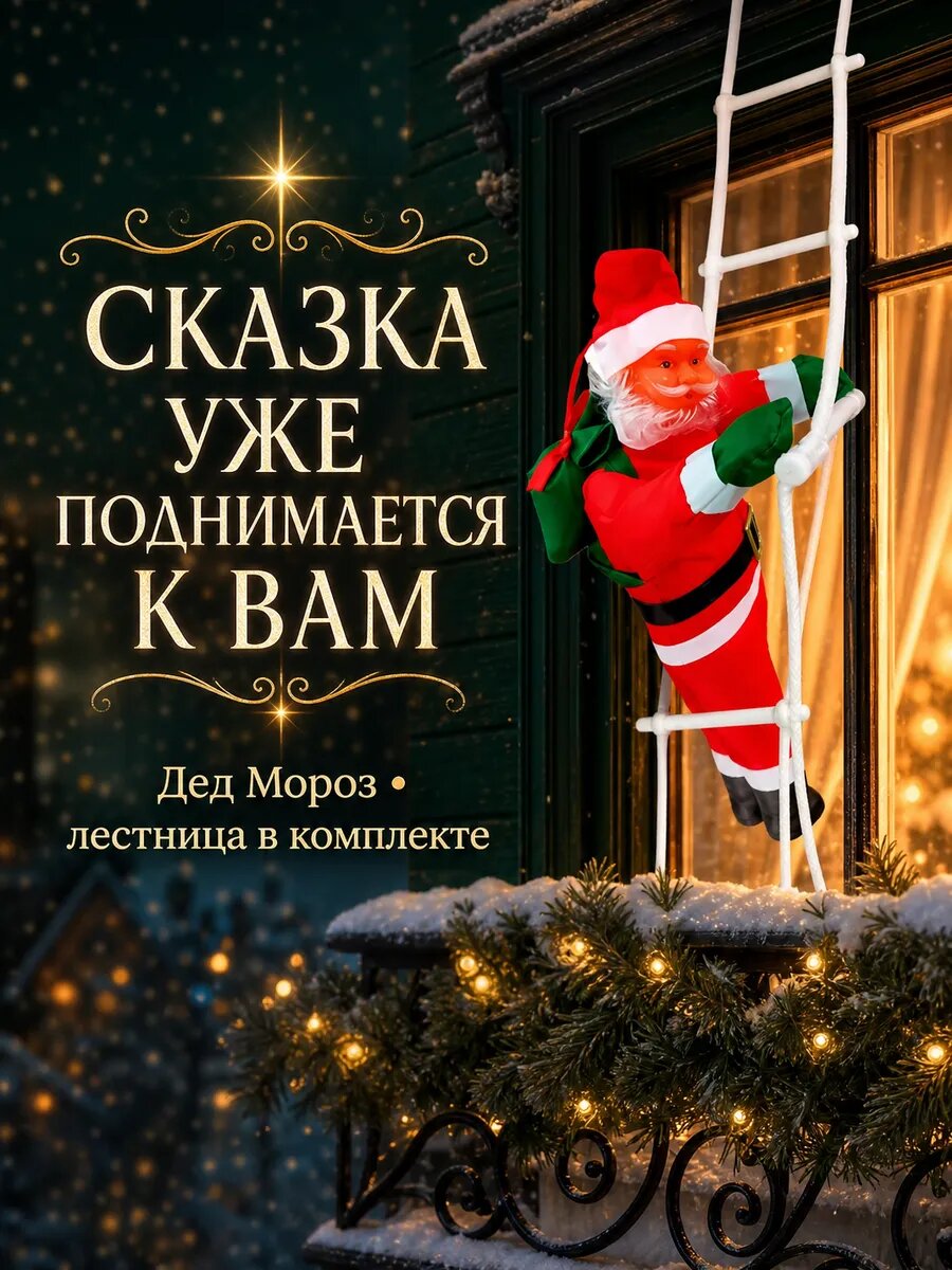 Новогодний Дед Мороз на лестнице