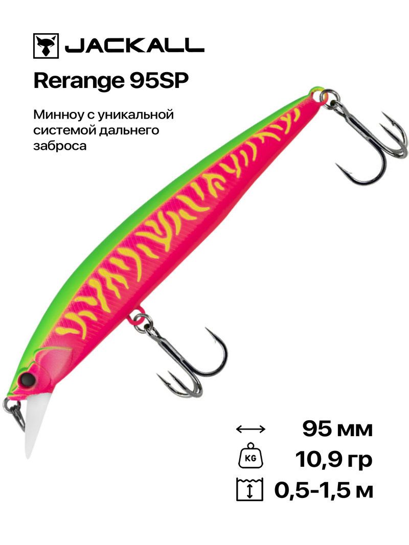 Воблер Jackall Rerange 95 SP, 95 мм, 10,9 гр, #Dragon Fruit Mat Tiger