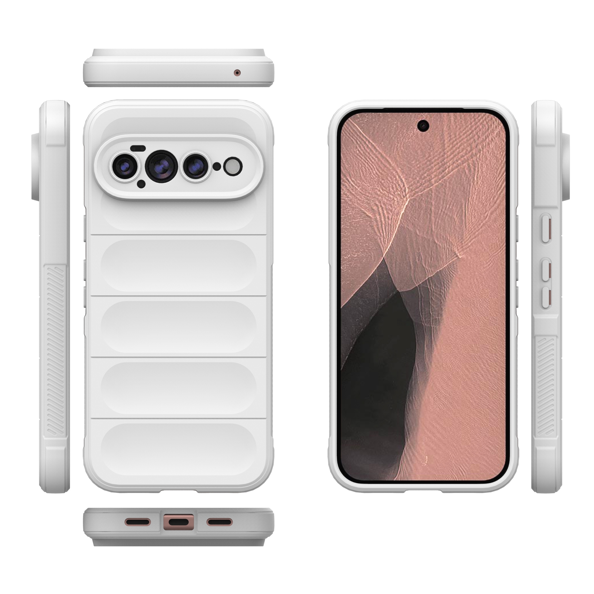 Чехол для Google Pixel 11 Pro XL /Гугл Пиксель 11 Про ХЛ, soft touch, чехол-кардиомонитор, пластик, защита камеры, ударопрочный, усиленные углы, white,