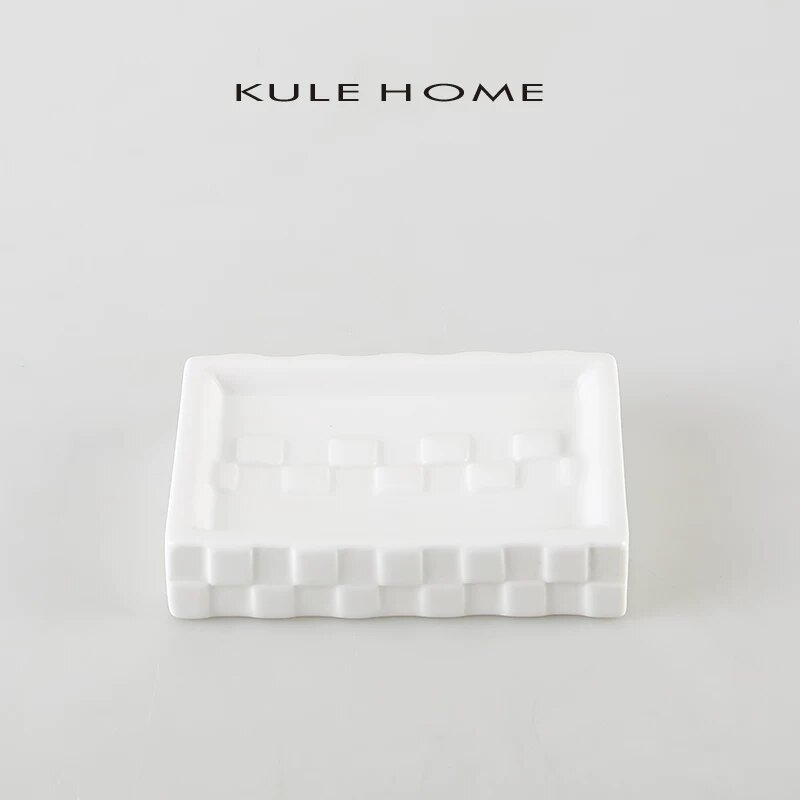 KULE HOME Премиум ручная работа белый квадратный керамический мыльный поддон для отеля с дренажным отверстием