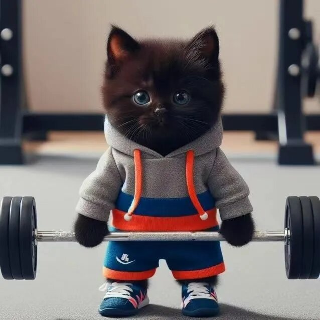 Скульптура Котик-качок милая фитнес-кошка, декор для дома, смола, 14x12x7 см