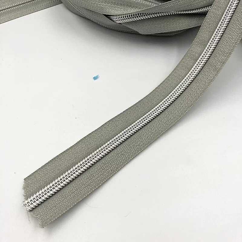 Набор ниток для молний WKXFJJWZC, золотой/серебристый, нейлон, Серый, silver Light gray, 5 Meters
