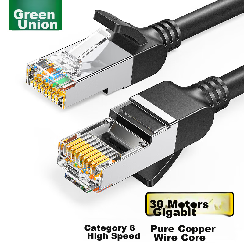 UGREEN Cat6 чистая медь сетевой кабель Gigabit POE 30м черный 8-жильный кабель Длина：30 метровМодель：Cat6 Gigabit