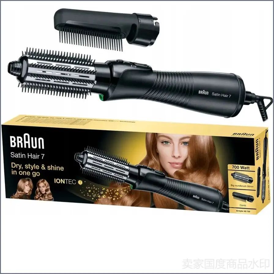 Фен-щетка Braun AS 720 Satin Hair Уход за отрицательными ионами Чёрный