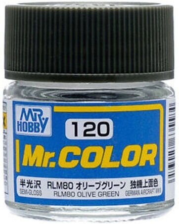 C120 краска художественная т. м. MR.HOBBY 10мл RLM80 OLIVE GREEN