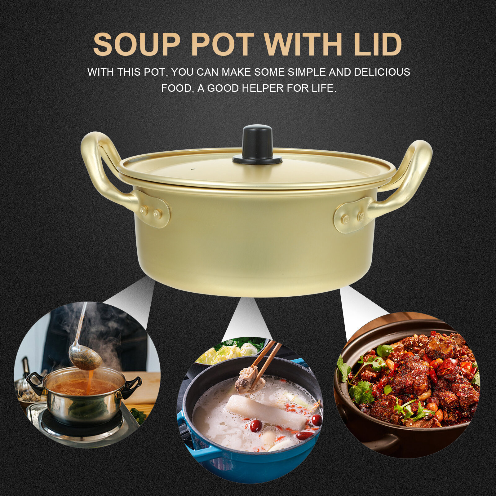 Aluminum Ramen Noodle Pot For Stove Golden Color 18 00X16 00X7 00Cm