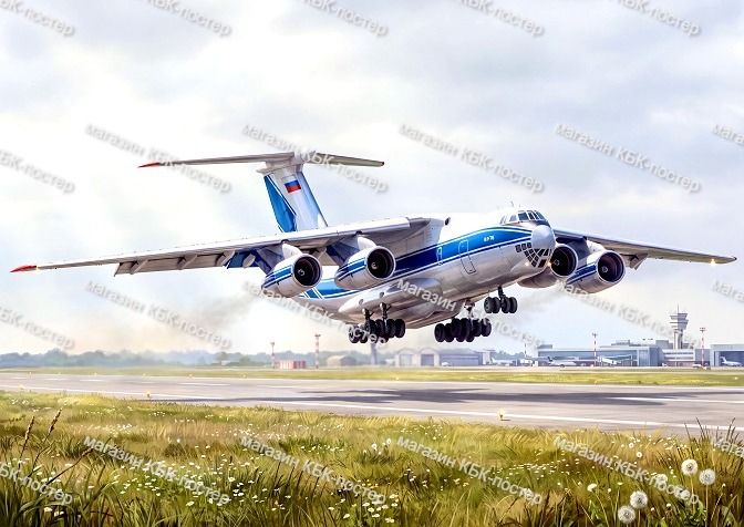 "ИЛ-76" советский самолёт. 21х30 см. Постер А4_001.