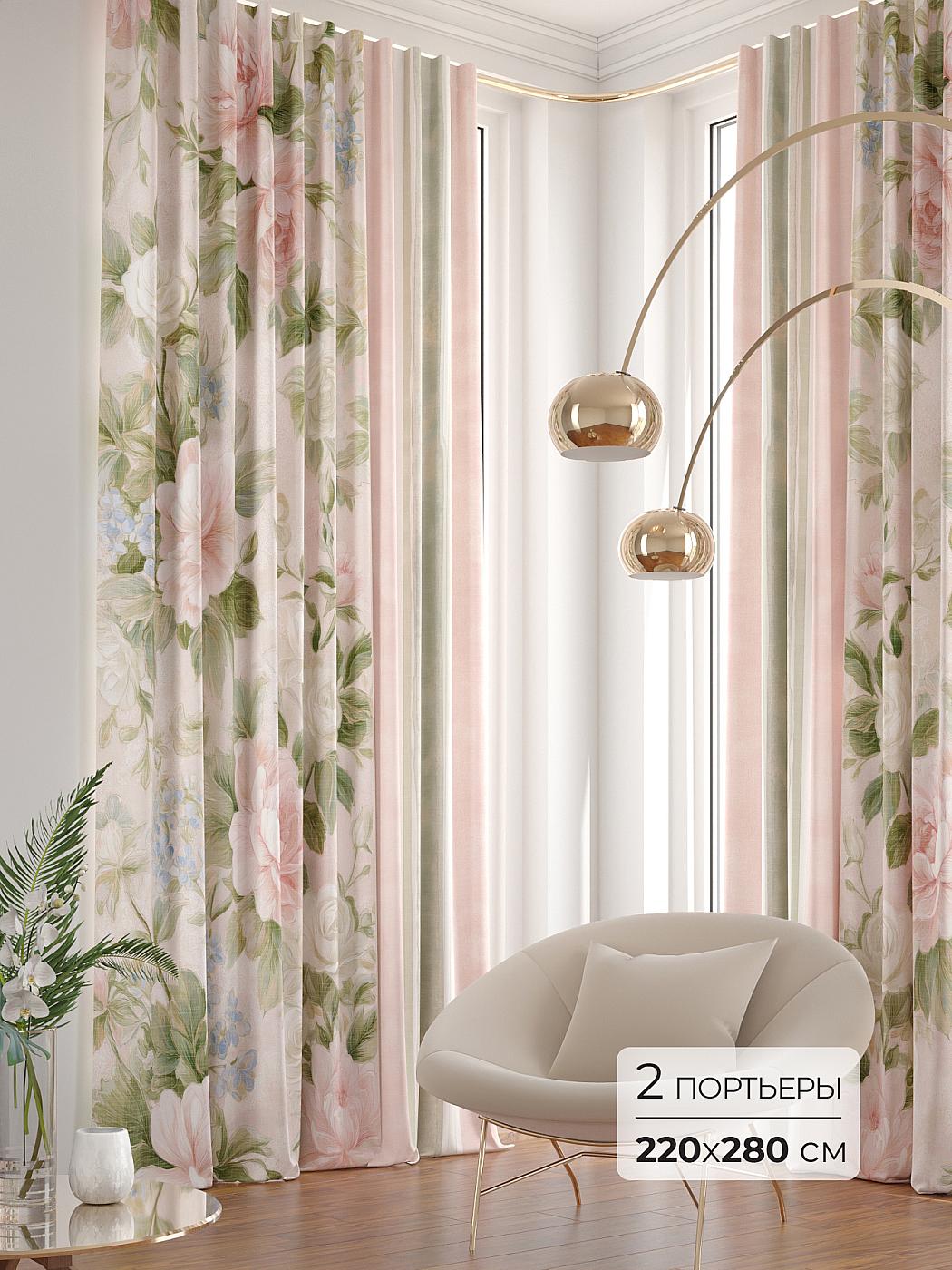 Штора для спальни и гостиной готовая 220x280 см с рисунком (767112280-280)