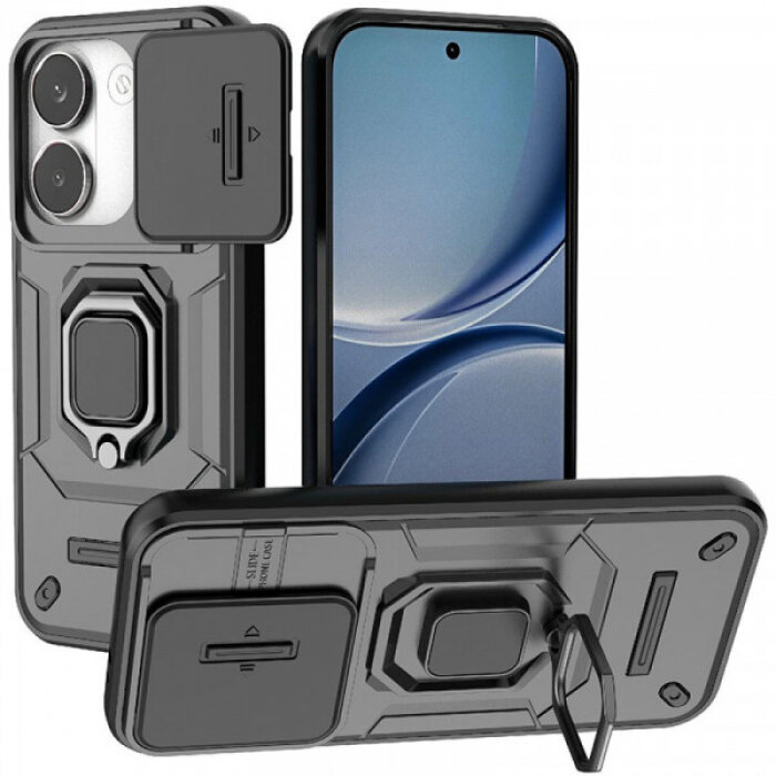 Transformer Ring Holder Противоударный чехол с кольцом и шторкой камеры для Poco X8 Pro / Xiaomi Redmi Turbo 5