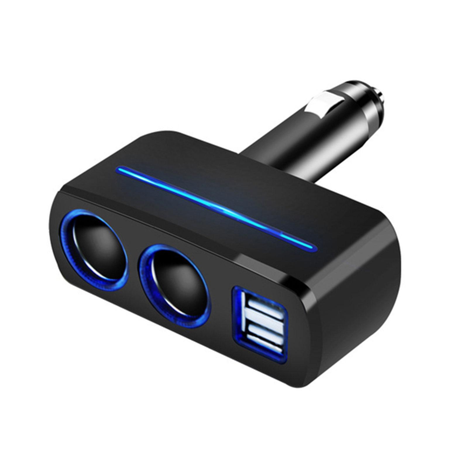 Удлинитель гнезда прикуривателя, 2 разъема 12 В, USB-порт, светодиодная подсветка, черный