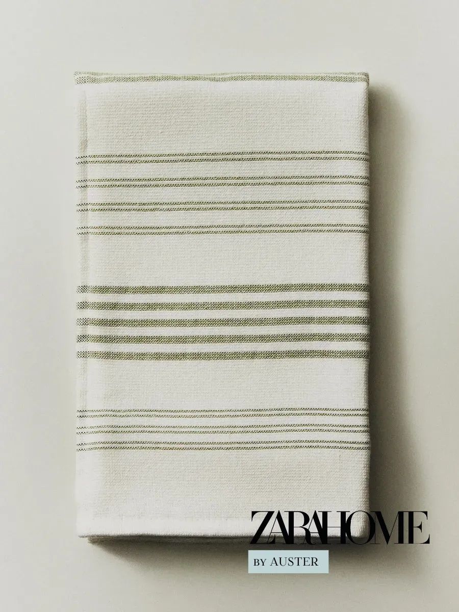 ZARA HOME Полотенце кухонное 50x70 1 шт махровая фактура хлопок белый, оливковый-