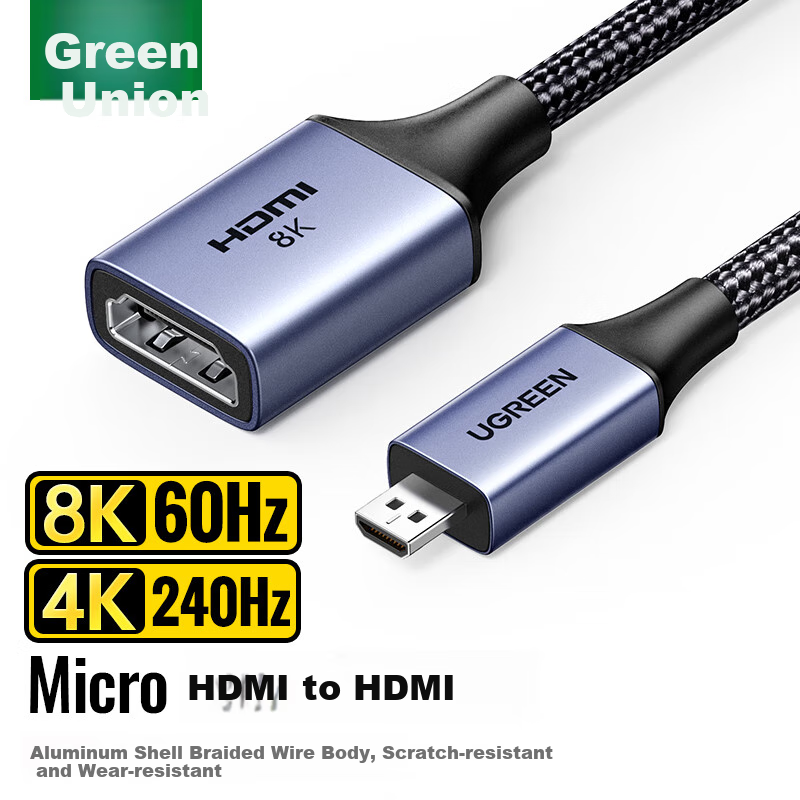 UGREEN Micro HDMI в HDMI 2.1 адаптер кабель мужской к женскому 8K60Hz преобразование для ноутбуков планшетов камер