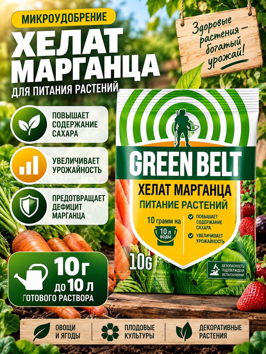 Удобрение Хелат марганца для питания растений, порошок, 10 г, Green Belt
