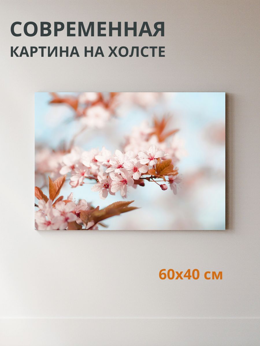 Картина на холсте Цветущая сакура 60x40 см