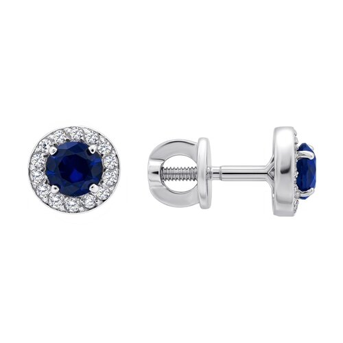 фото Серьги яхонт, серебро, 925 проба, фианит