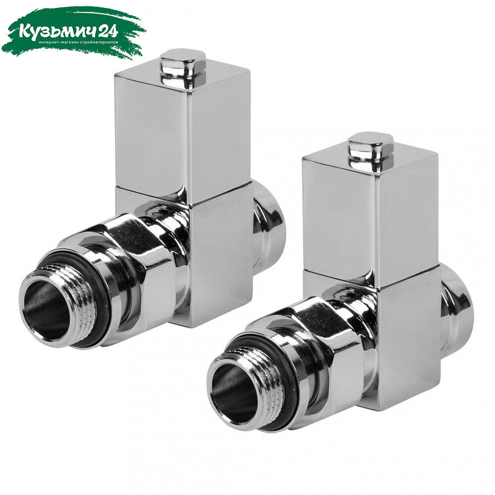 Набор дизайн-вентилей Royal Thermo Cube, прямых (хром), 1/2"