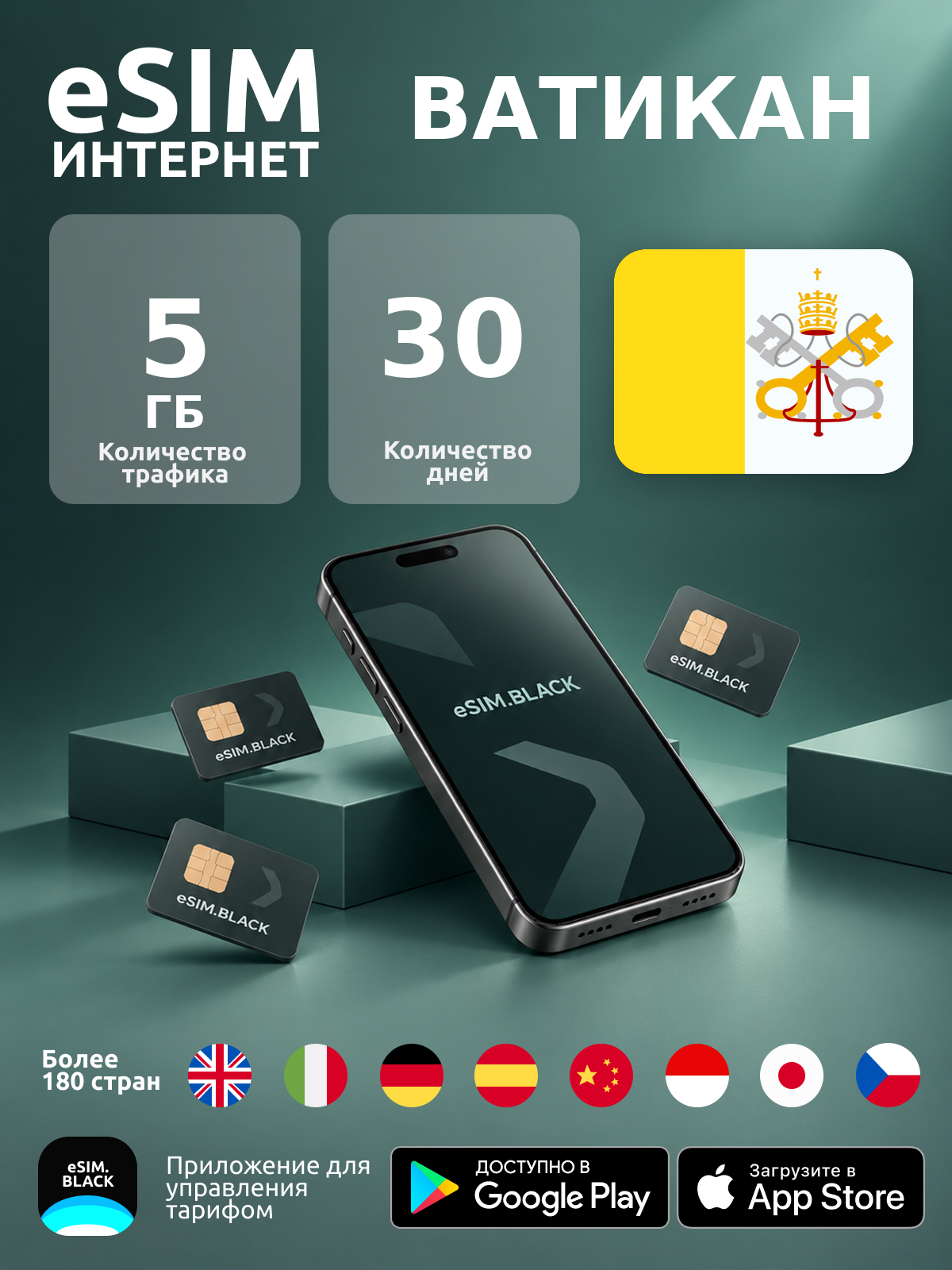 Ватикан/30 дней/5 ГБ - eSIM для мобильного интернета ( iPhone | Android ).